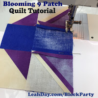 Blooming Nine Patch Quilt Block Tutorial with Leah Day